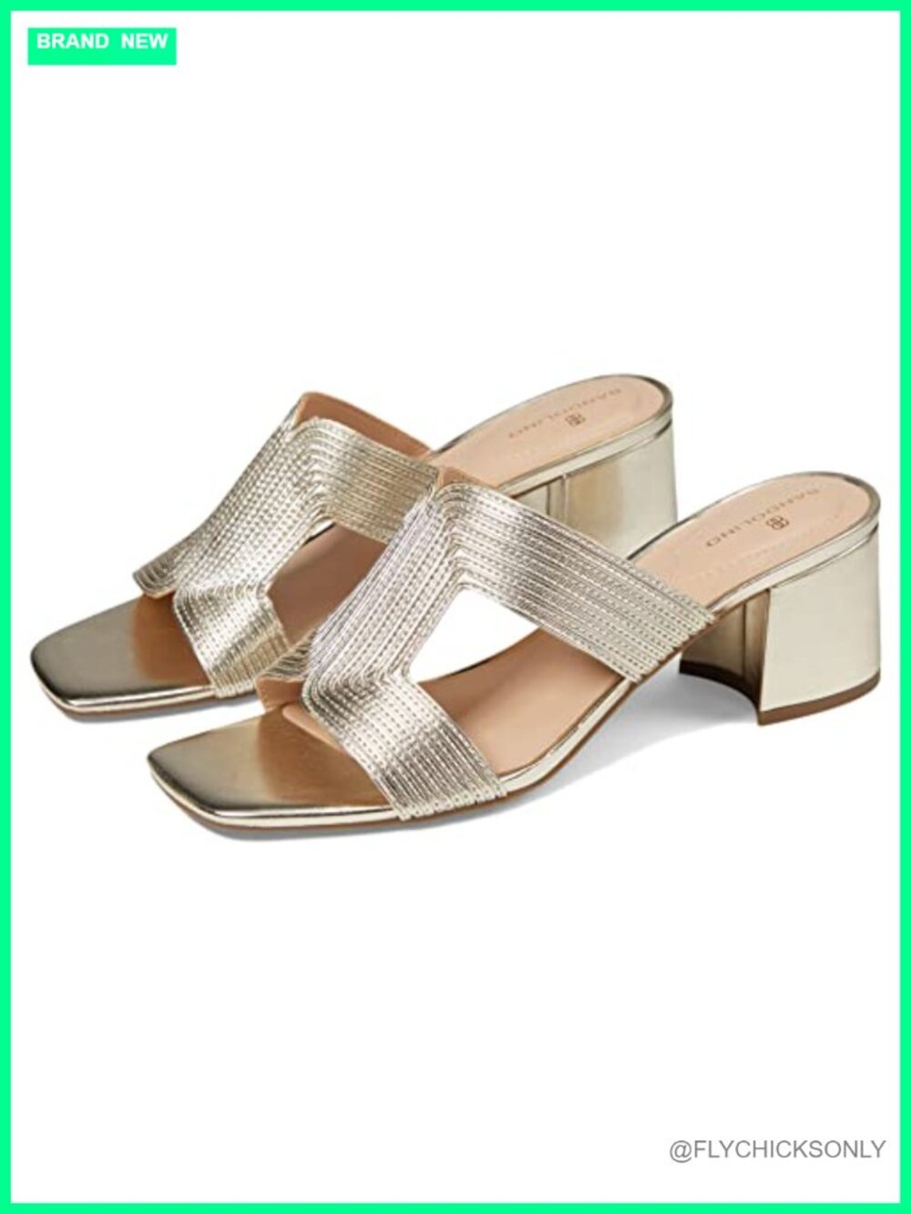 Bandolino Merily 3 Block Heel Square Toe Slip On Sandal